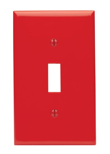 Leviton Leviton 80701-R Red 1-Gang Toggle Switch Wallplate - Durable Thermoplastic Nylon, Standard Size