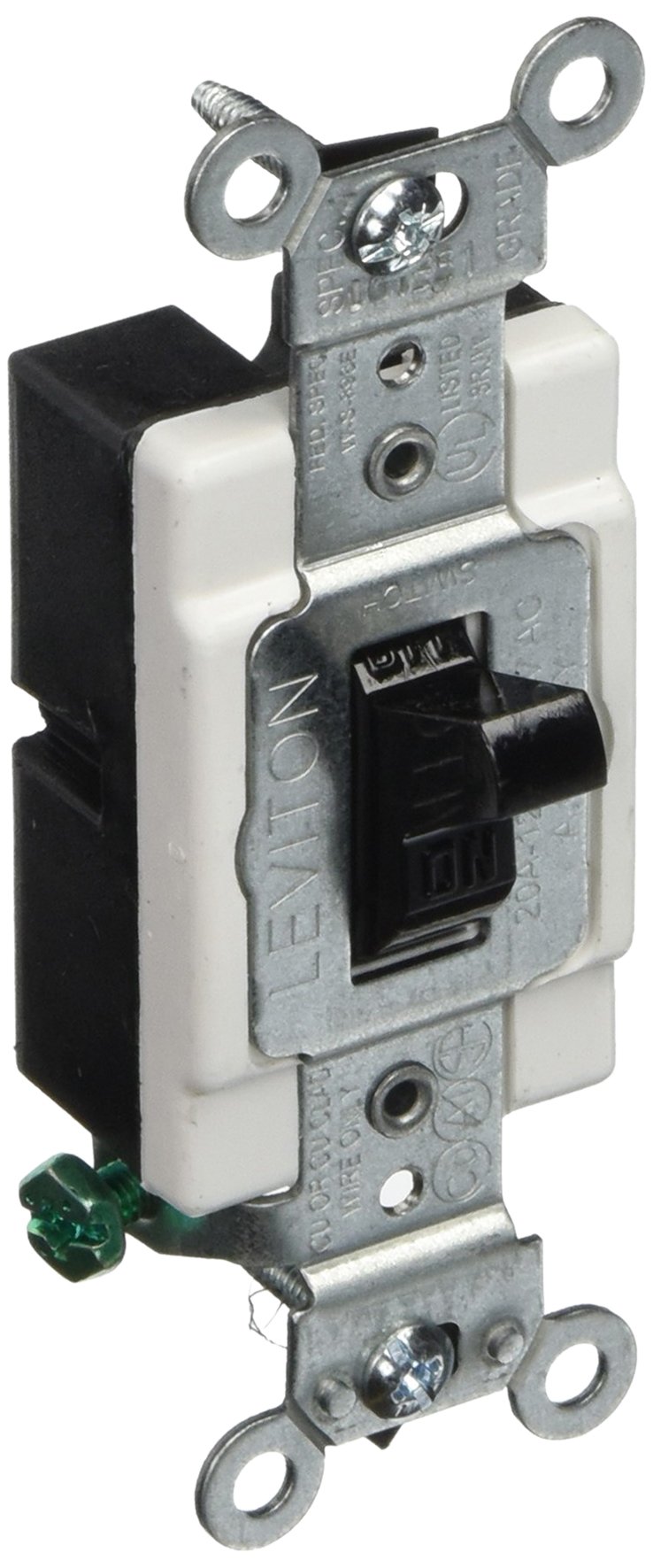 Leviton CS120-2E 20-Amp Toggle Switch: Commercial Grade AC Quiet Switch for 120/277V - Black