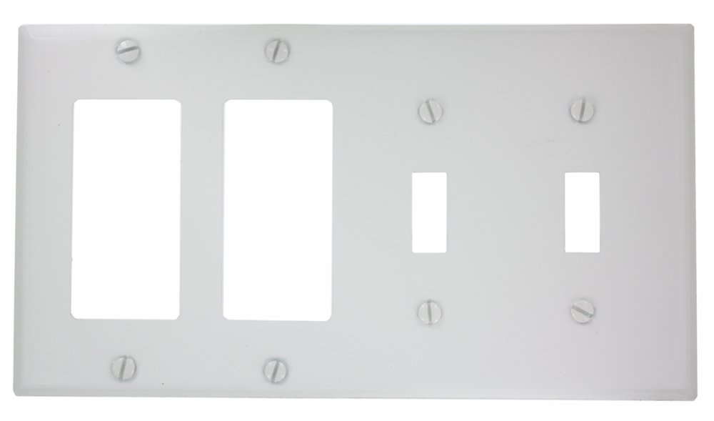 Leviton P2262-W 4-Gang Wallplate: 2-Toggle & GFCI Device Mount in White - Durable & Stylish