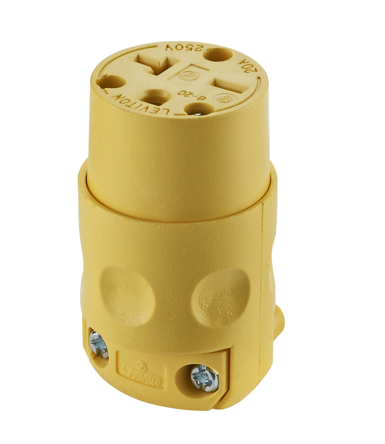 Leviton Leviton 620CV 20 Amp 250 Volt Grounding Cord-Outlet - Durable Yellow Power Solution