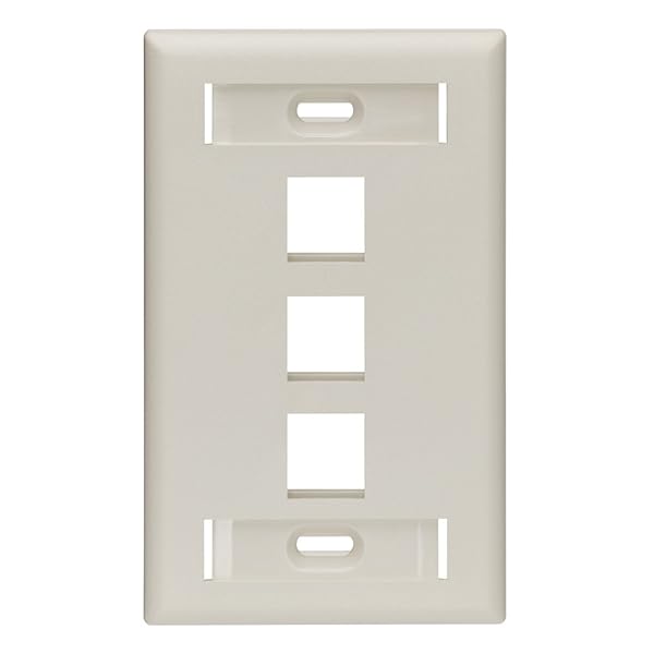 Leviton Leviton 42080-3TS QuickPort Wallplate: Light Almond, 3-Port, Single Gang with ID Window
