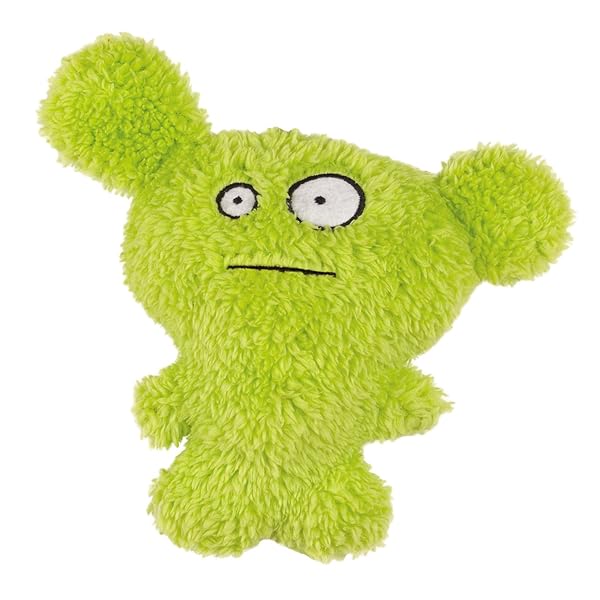 Grriggles Furzies Plush Dog Toy Squeaker 6 Inch Green Perfect for Playtime and Chewing