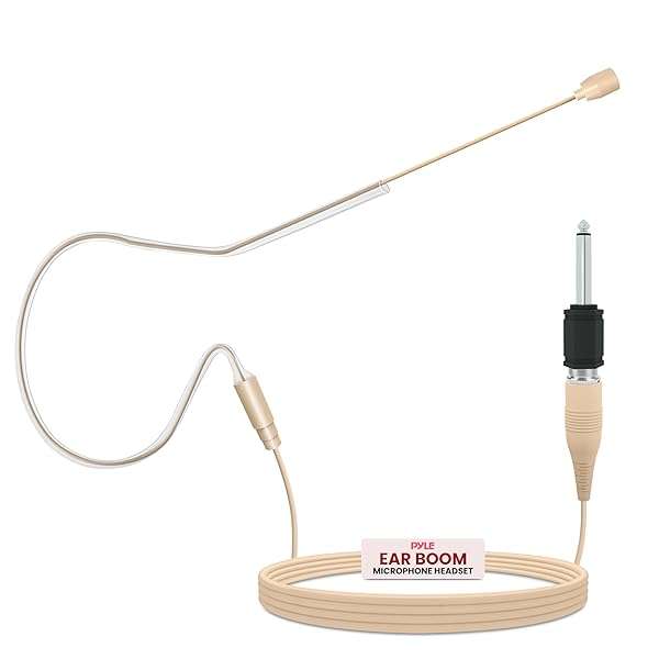 Pyle Buy PYLE-PRO PMEM1 Over Ear Boom Microphone Headset - Omnidirectional Wired Mic with 3.5mm Adapter & Windscreen (Beige)