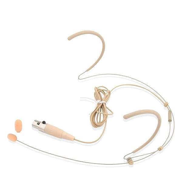 Pyle Buy Pyle PMHMS20 Double Over Ear Microphone Headset - Omnidirectional Wired Boom Mic with Windscreen & 1.2m Cable (Beige)