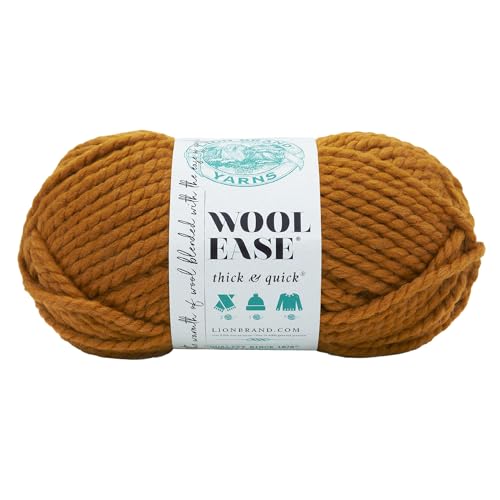 Lion Brand Yarn Lion Brand Yarn Wool-Ease Thick and Quick Bulky Yarn Butterscotch 261 Foot Pack of 1 Ideal for Knitting and Crocheting Projects