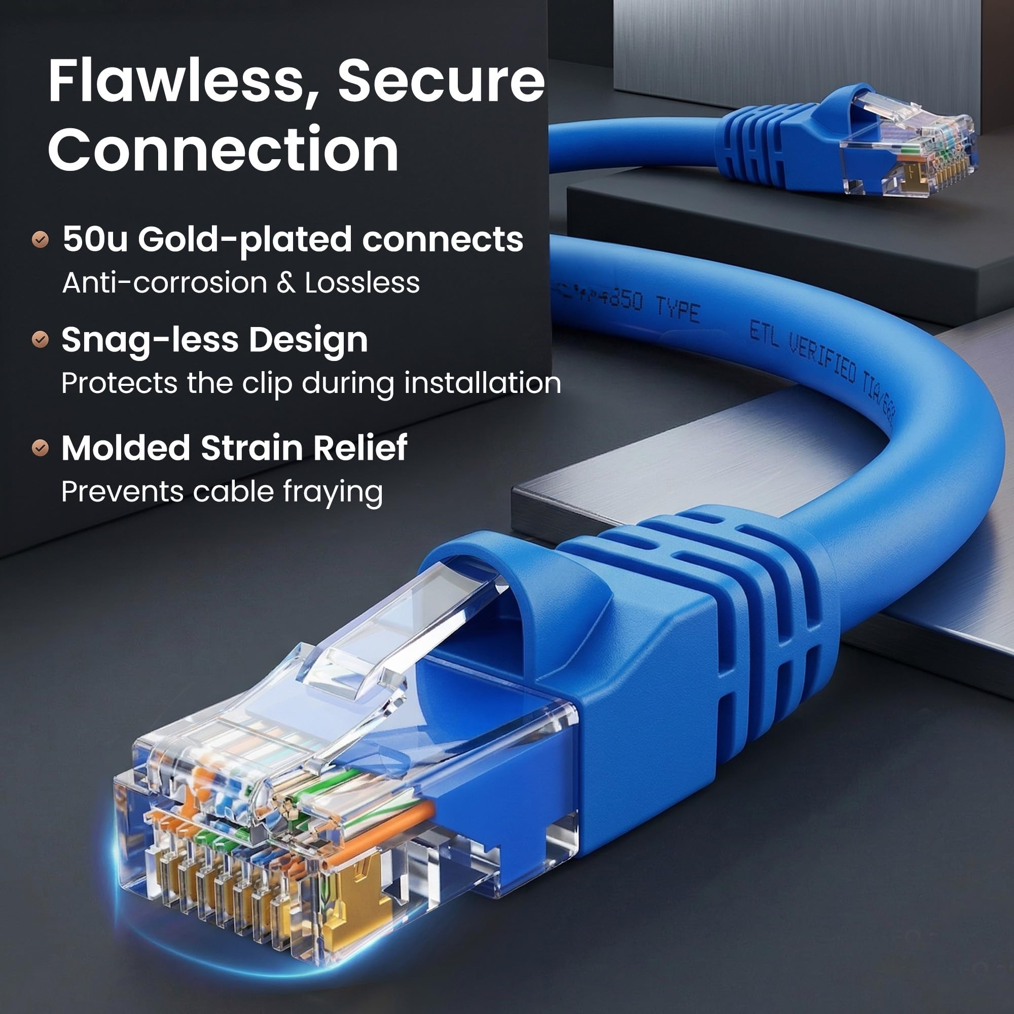 GearIt 20 Pack Cat 6 Ethernet Cable Snagless Patch 10 Feet Computer LAN Network Cord Blue Lifetime Warranty - View 4 of 9