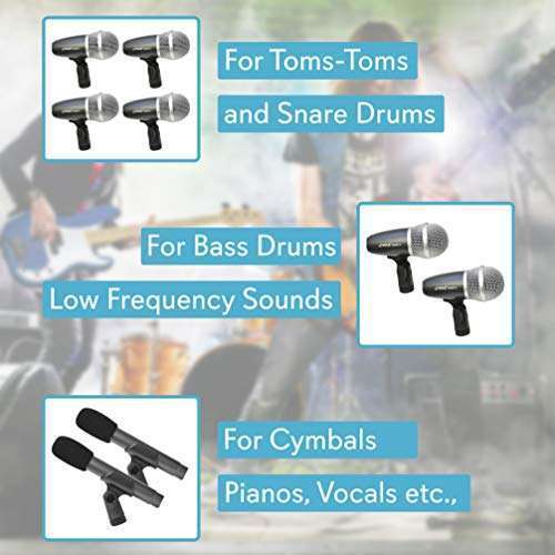 Pyle Complete Pyle 7-Piece Wired Dynamic Microphone Kit for Drums, Vocals & Instruments - Includes Clips, Holders & Case - View 7 of 9