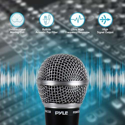 Pyle Buy Pyle PDMIC58 Handheld Dynamic Microphone with 15ft XLR to 1/4'' Cable - Cardioid Unidirectional Sound Quality - View 5 of 9