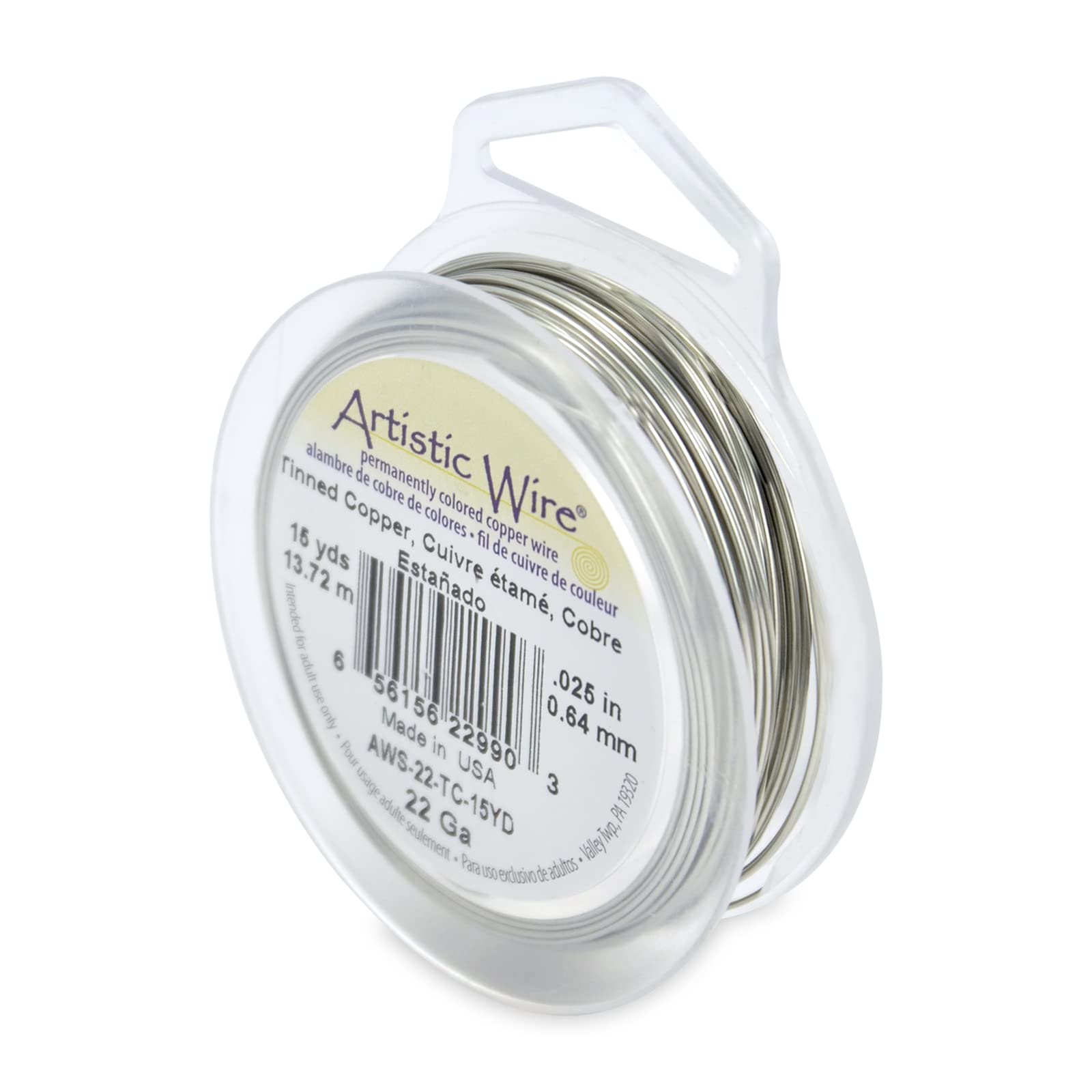 Artistic Wire Artistic Wire 22 Gauge Tinned Copper Jewelry Wire - Tarnish Resistant Silver, 15 Yards for Crafting