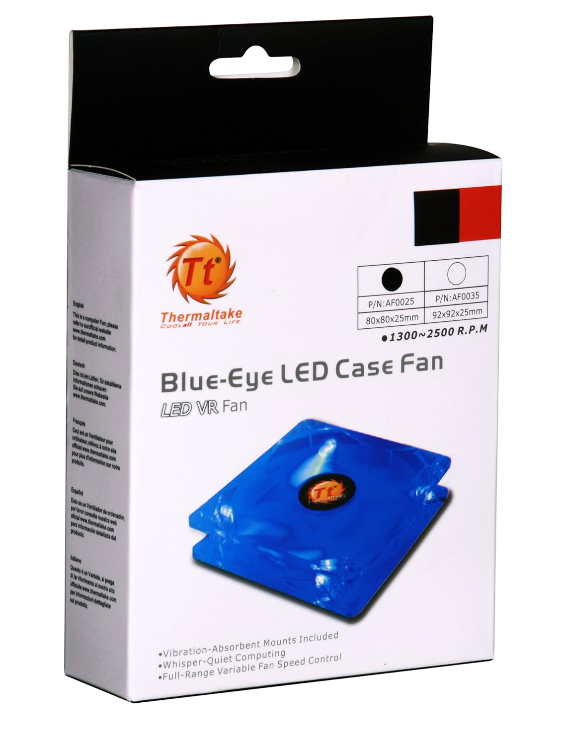 Thermaltake Blue-Eye Silent Smart 80mm Blue LED Case Fan with Adjustable Speed Control AF0025 for Optimal Cooling Performance