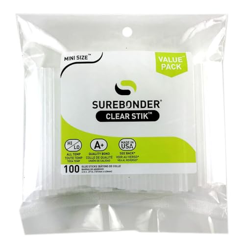 Surebonder Surebonder DT-100 Mini Glue Sticks - All Temperature, 100 Pack, Made in USA - Perfect for Crafting & Repairs