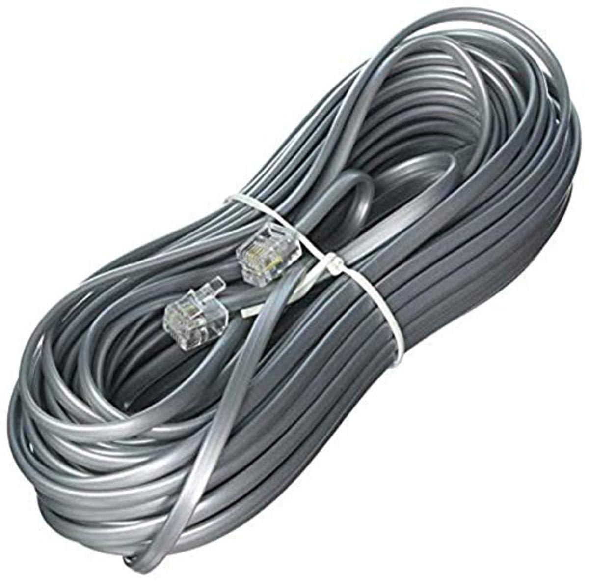 Monoprice 50 Feet Landline Telephone Cable RJ11 6P4C Straight Connection for Data