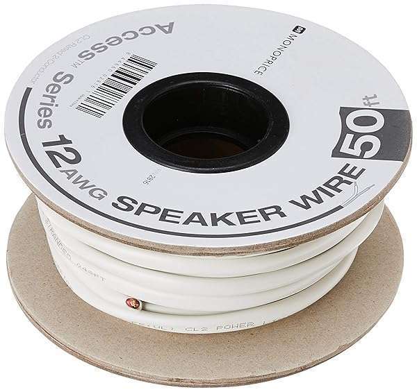 Monoprice Monoprice 12AWG CL2 Rated Speaker Wire - 50ft Oxygen-Free Copper, White - Access Series - View 4 of 5