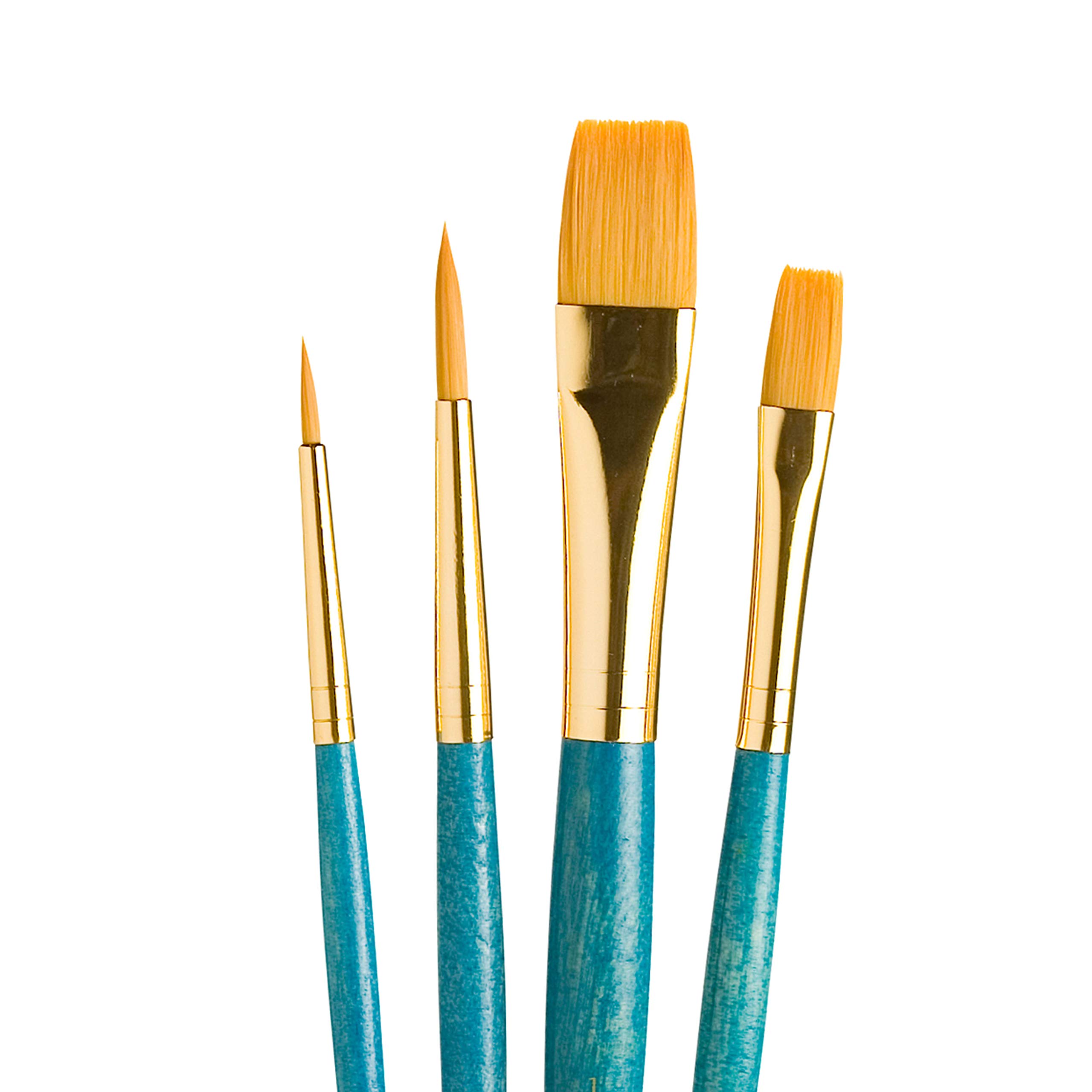 Princeton RealValue Paintbrush Set: Round, Wash & Flat Brushes in Blue - Perfect for Artists!