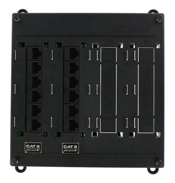 Leviton 476TM-612 Twist and Mount Patch Panel: 12 CAT 6 Ports in Black for Efficient Networking