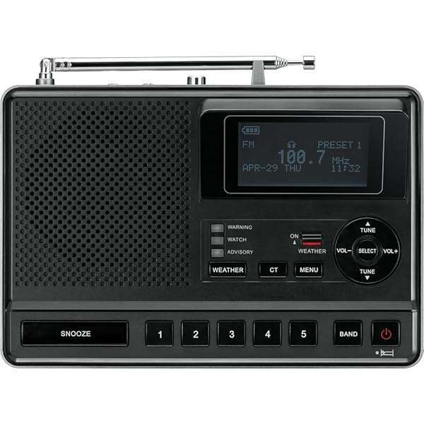 Sangean Top Sangean CL-100 NOAA Weather Alert Radio: AM/FM, S.A.M.E Certified, EEPROM Backup for Safety - View 3 of 7