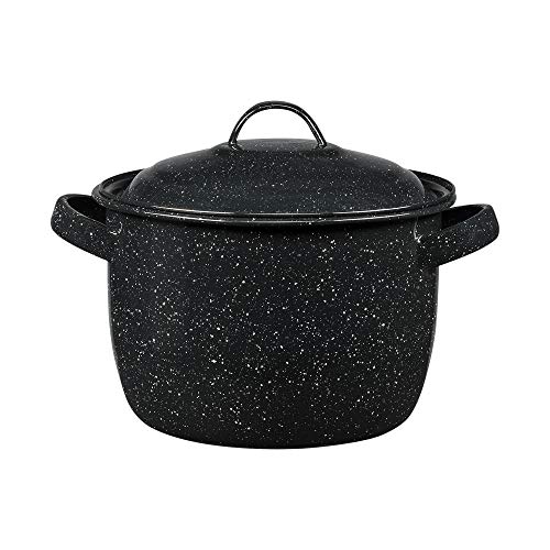 Granite Ware Granite Ware 4-Quart Enamel on Steel Bean/Stock Pot with Lid - Speckled Black Cookware