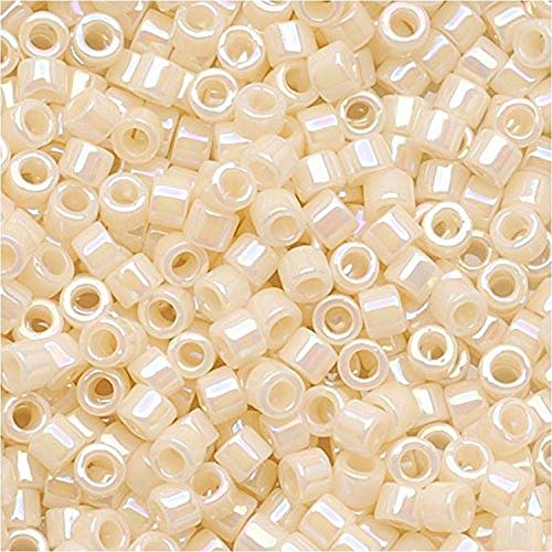 Miyuki Buy Miyuki Delica Seed Beads 11/0 Opaque Cream AB DB157 - 6.8 Grams for Crafting & Jewelry Making