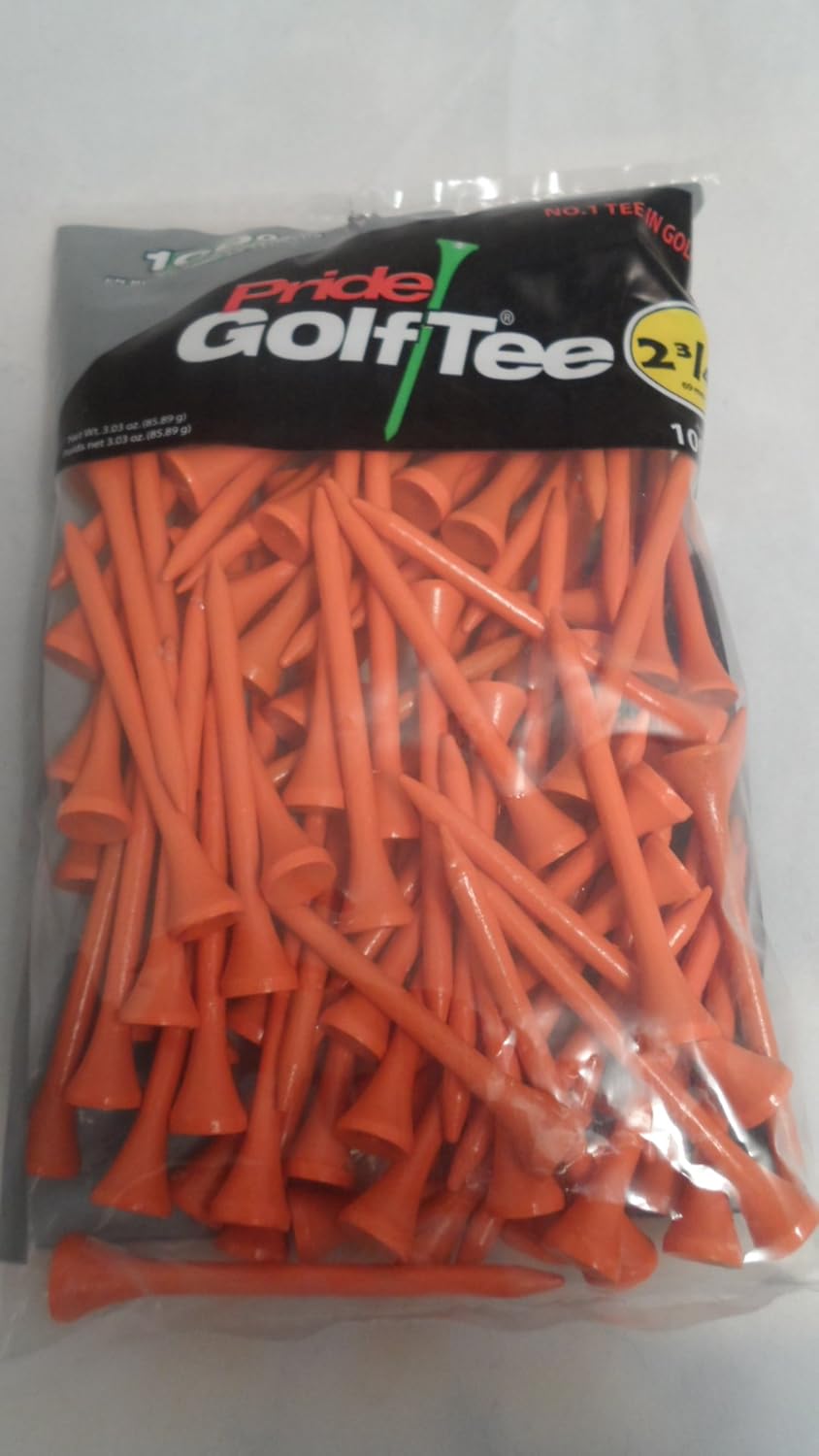 Golfmax Pride Golf Tee Birch 2 3/4 Inch Tees 100 Count Bag Orange New Quality Golf Accessories