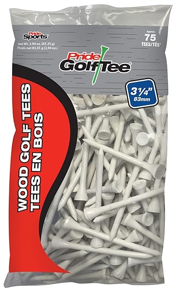 PrideSports 75 Count Pride Golf Tees for Adults - Unisex White Golf Tees for Every Player