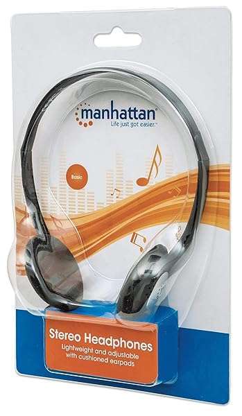 MANHATTAN Manhattan On-Ear Wired Stereo Headphones - 6ft Cable, Lightweight, Adjustable for Walkman & Computer - Model 177481 - View 8 of 8