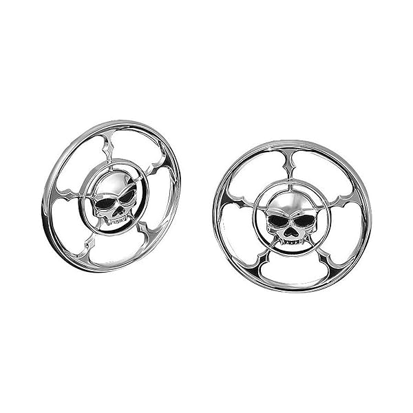 Kuryakyn Upgrade Your Harley: Kuryakyn 3787 Zombie Skull Speaker Grills for 1996-2013 Touring & Trike Motorcycles - Chrome & Black Accents