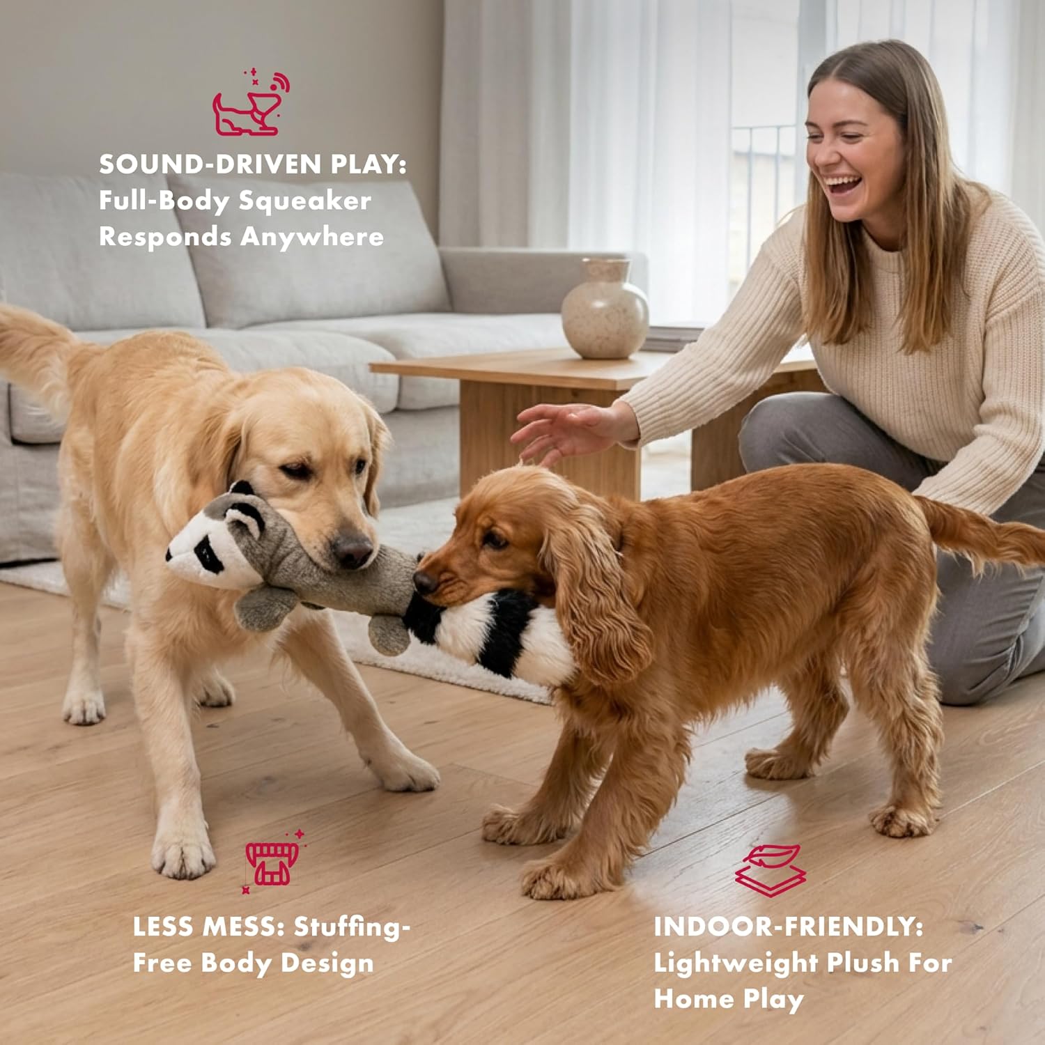 Pet Lou Pet Lou 01011 EZ Squeakers Dog Chew Toy 11 Inch Raccoon for Interactive Fun and Chewing Delight - View 3 of 7