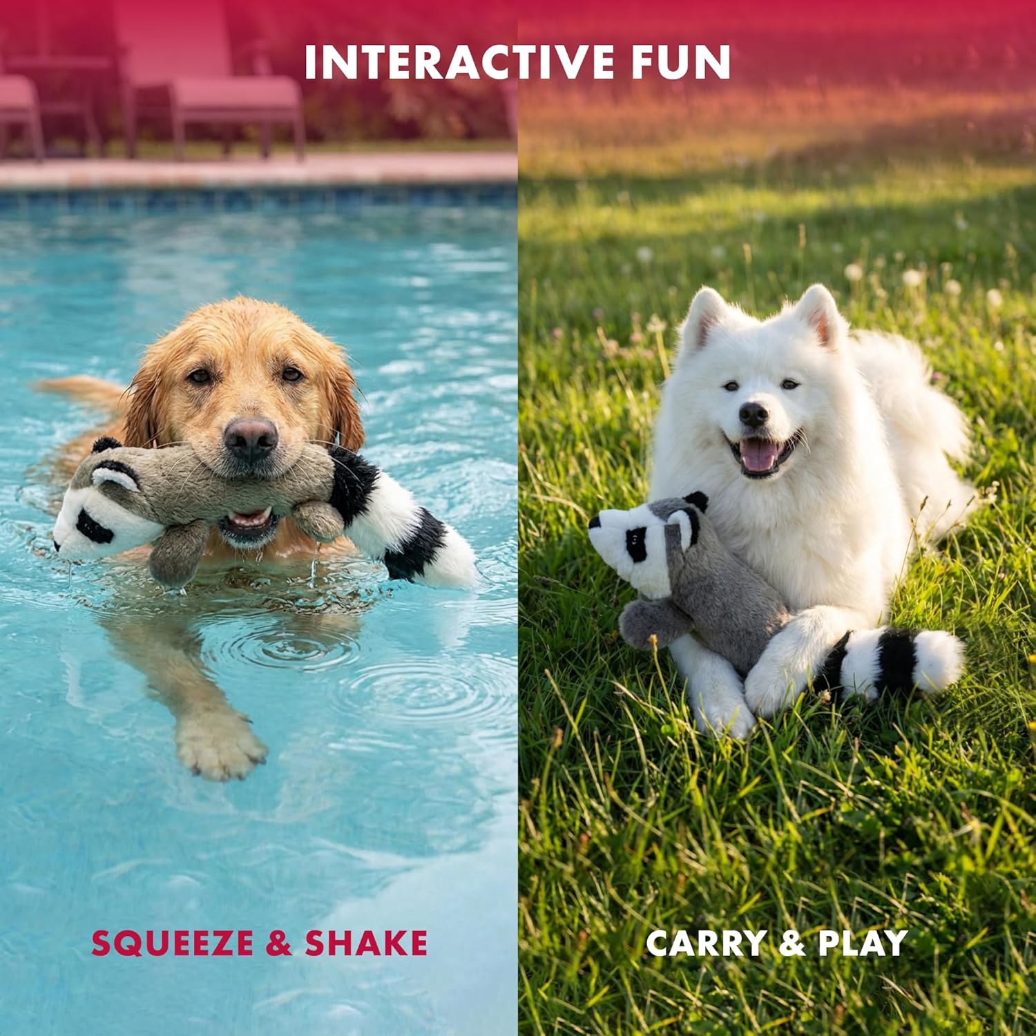 Pet Lou Pet Lou 01011 EZ Squeakers Dog Chew Toy 11 Inch Raccoon for Interactive Fun and Chewing Delight - View 5 of 7