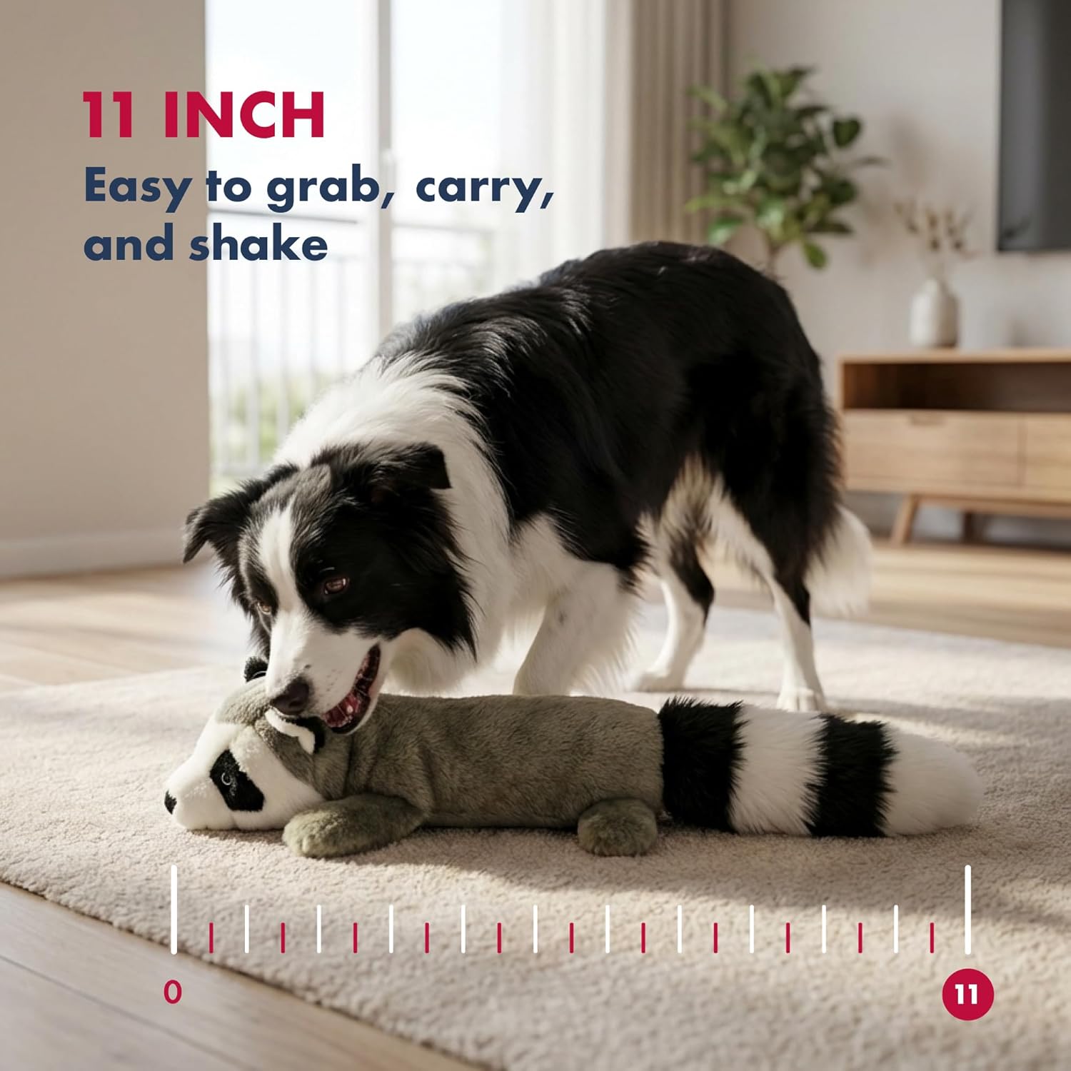 Pet Lou Pet Lou 01011 EZ Squeakers Dog Chew Toy 11 Inch Raccoon for Interactive Fun and Chewing Delight - View 6 of 7