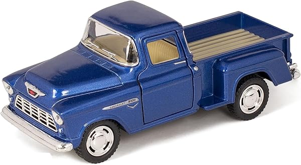 KiNSMART KiNSMART 1955 Chevrolet Stepside Pickup Truck 5 Inch 1:32 Scale Die Cast Metal Model Blue Truck for Collectors and Kids