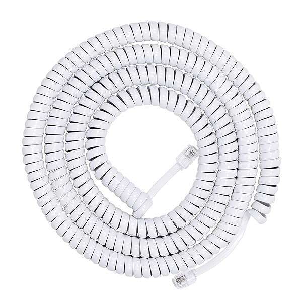 Power Gear 4ft Coiled Telephone Cord - Compatible with All Corded Phones, Ideal for Home & Office, White, Model 76122