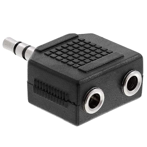 Cmple Cmple 3.5mm Stereo Plug to 2X 3.5mm Female Adapter - Perfect Audio Jack for Headphones - Black - View 4 of 5
