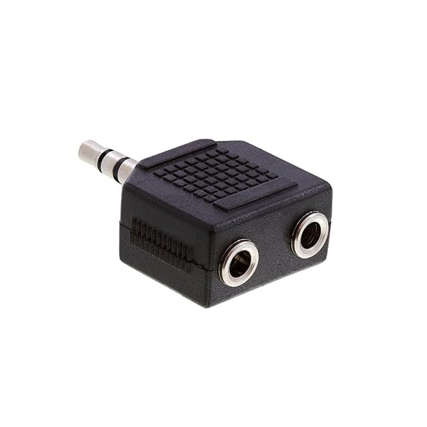 Cmple Cmple 3.5mm Stereo Plug to 2X 3.5mm Female Adapter - Perfect Audio Jack for Headphones - Black - View 5 of 5