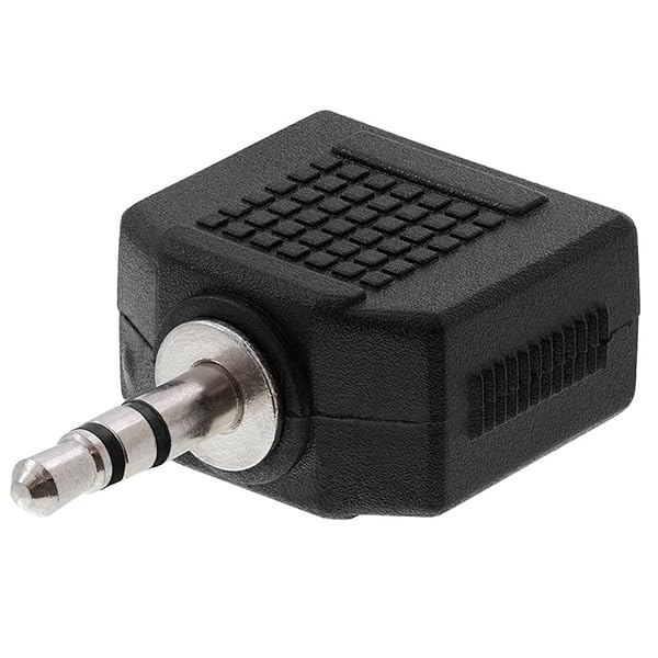 Cmple Cmple 3.5mm Stereo Plug to 2X 3.5mm Female Adapter - Perfect Audio Jack for Headphones - Black - View 3 of 5