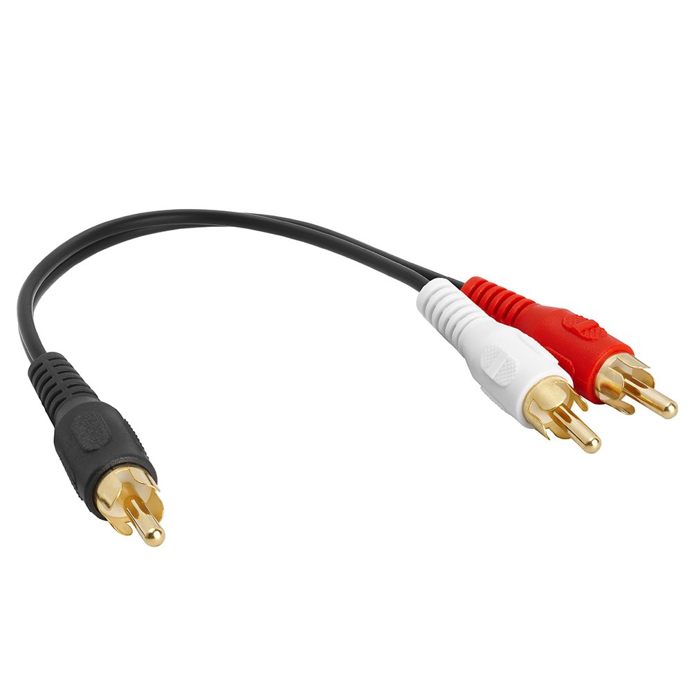 Cmple 1 RC-A Male to 2 RC-A Male Stereo Y-Cable for Subwoofer | High-Quality Audio Connection