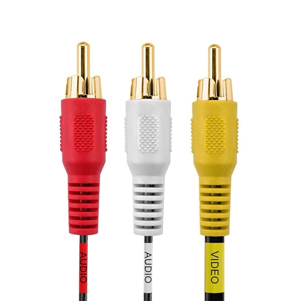 Cmple Cmple 50ft Gold Plated 3-Male RCA to RCA Composite Video Audio Cable - High Quality A/V Connection - View 6 of 7
