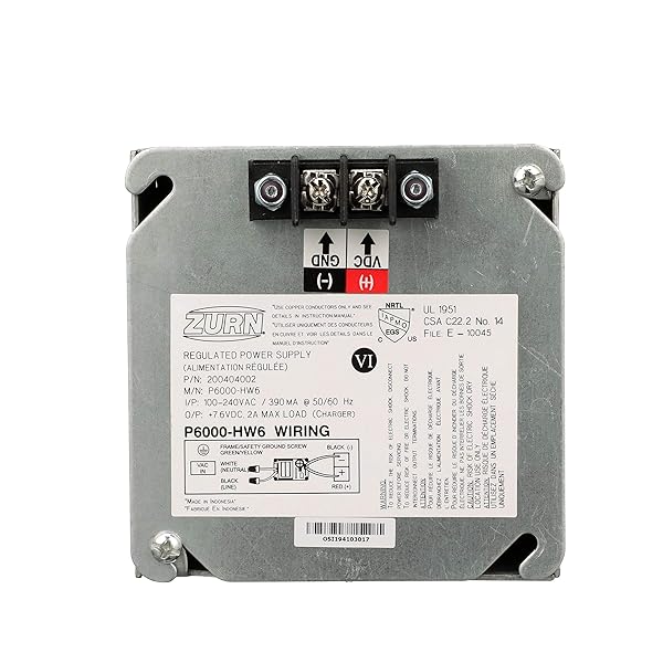 Zurn Zurn P6000-HW6 Hardwired Power Converter for 6VDC Flush Valves & Faucets - Durable Steel Design