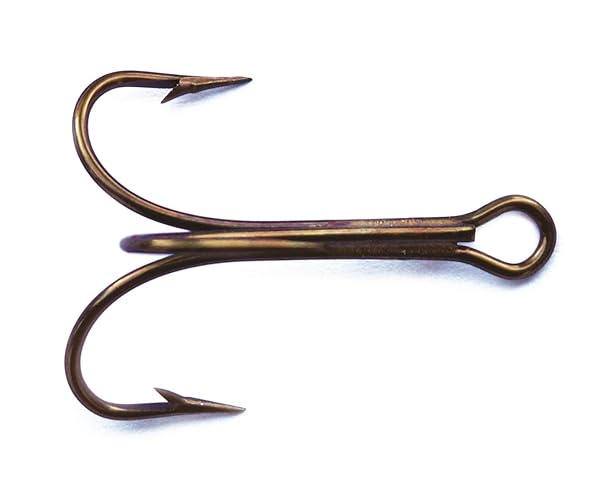 Mustad 3551 Classic Treble Hooks - Standard Strength Fishing Tackle in Bronze, Nickel, Gold | Size 1/0, Pack of 25