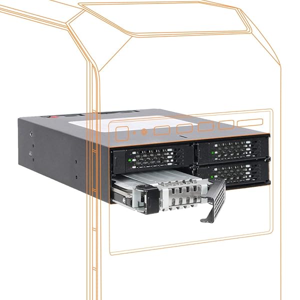 ICY DOCK "ICY DOCK ToughArmor MB994SP-4S: Rugged 4 x 2.5" SAS/SATA HDD/SSD Mobile Rack for 5.25" Bay"