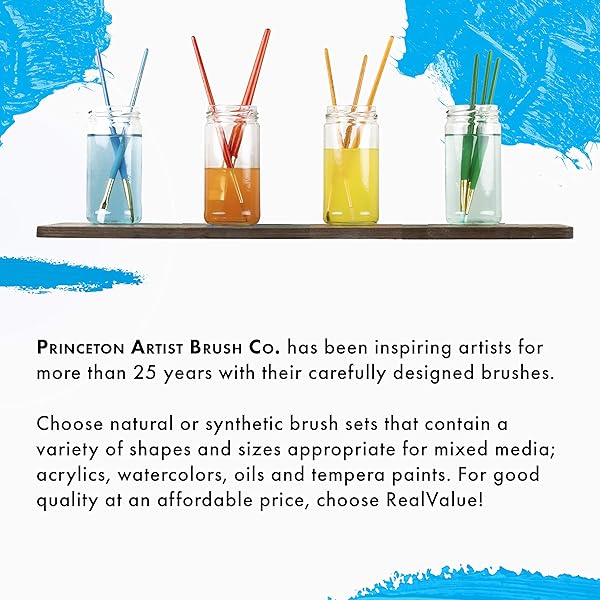 Princeton Princeton RealValue Round Paintbrush Set: Sizes 2, 8, 12 & Wash 1/2 - Perfect for Artists! - View 8 of 9