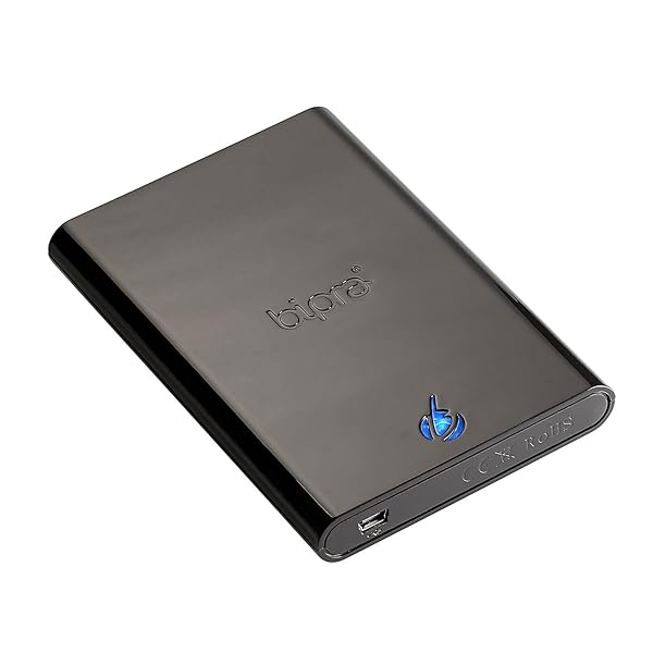 BIPRA 500GB Portable USB 2.5 External Hard Drive with One-Touch Backup - Compact Black Storage Solution - View 4 of 8