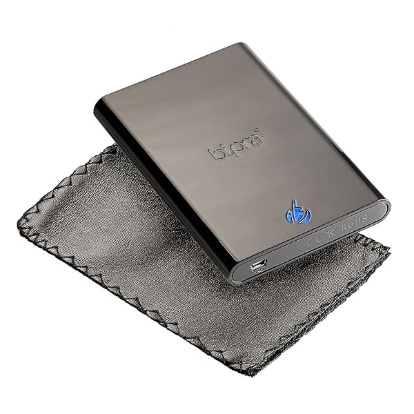 BIPRA 500GB Portable USB 2.5 External Hard Drive with One-Touch Backup - Compact Black Storage Solution - View 7 of 8