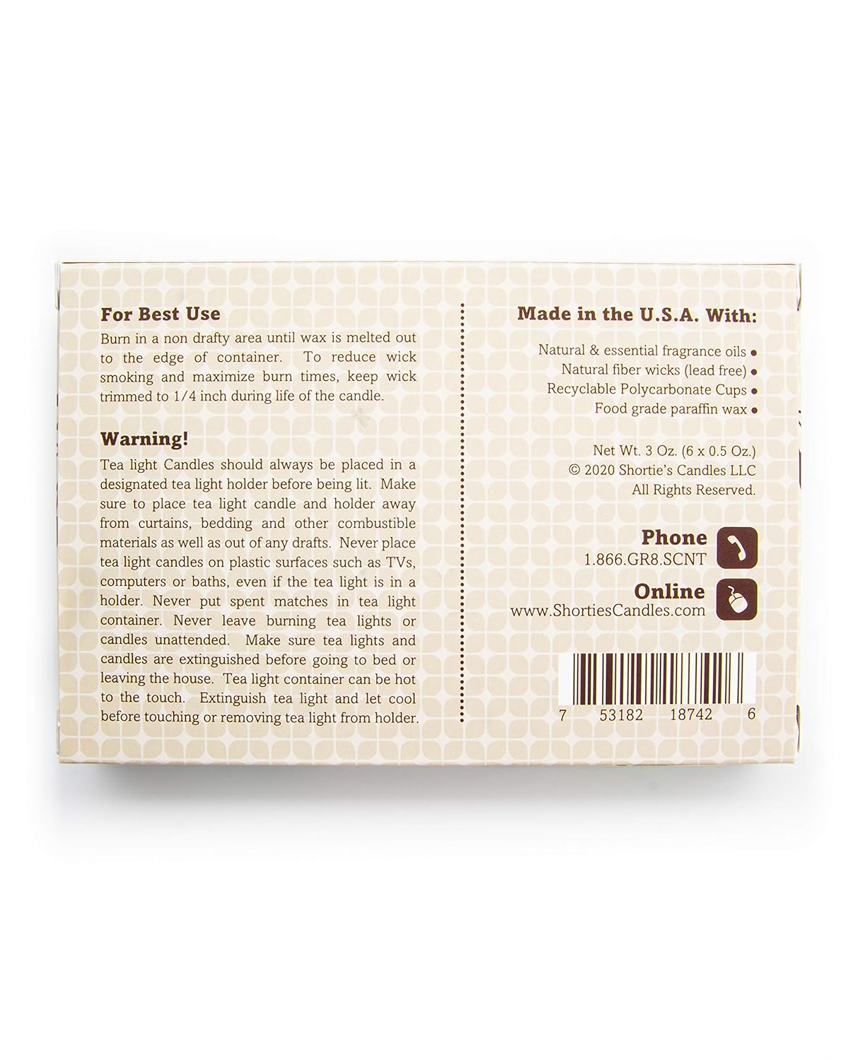 Shortie's Candle Company Fresh Peppermint Premium Tealight Candles Highly Scented Natural Oils 6 White Tea Lights Made in The USA Holiday Collection - View 3 of 7