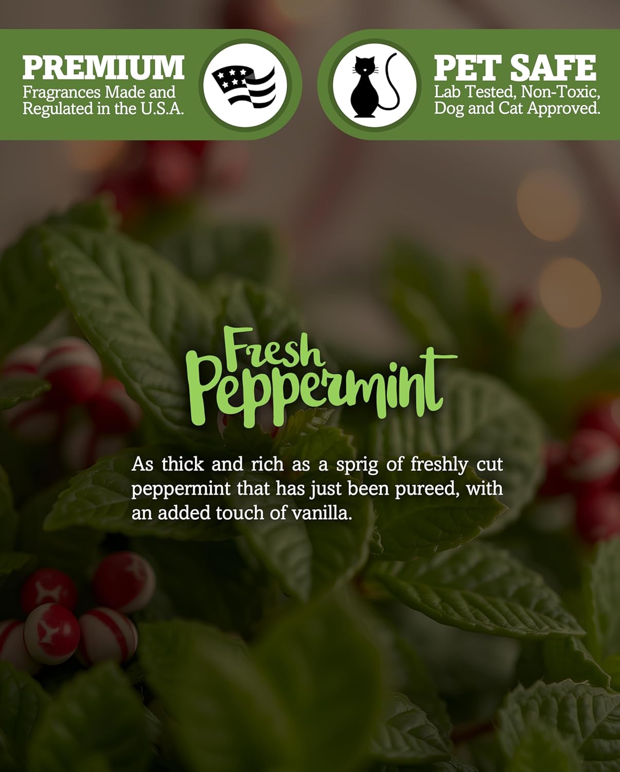 Shortie's Candle Company Fresh Peppermint Premium Tealight Candles Highly Scented Natural Oils 6 White Tea Lights Made in The USA Holiday Collection - View 5 of 7