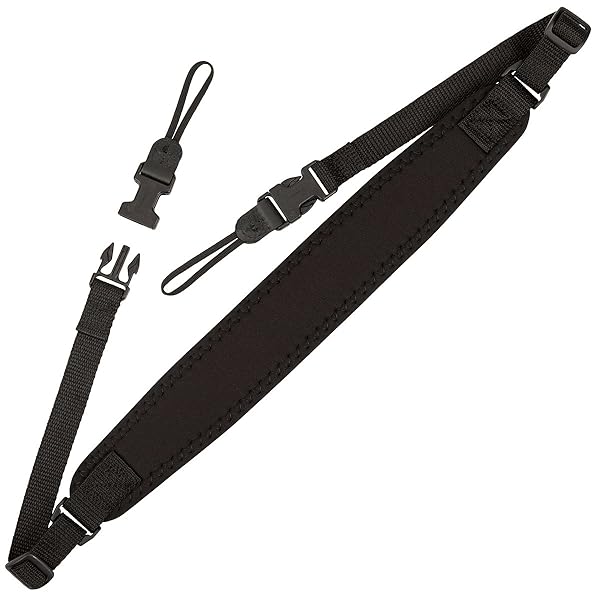 OP/TECH USA Super Classic Camera Neck Strap - Padded Neoprene, Quick Disconnects & Comfort for Photographers (Black)