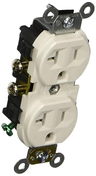Leviton Leviton CR20-WS Heavy Duty Duplex Receptacle 125V 20A - Narrow Body, 2 Pole, 3 Wire, White