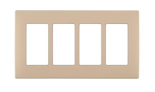 Leviton REWP4-DT Renu Four-Gang Wallplate in Dapper Tan - Screwless Design for Modern Homes