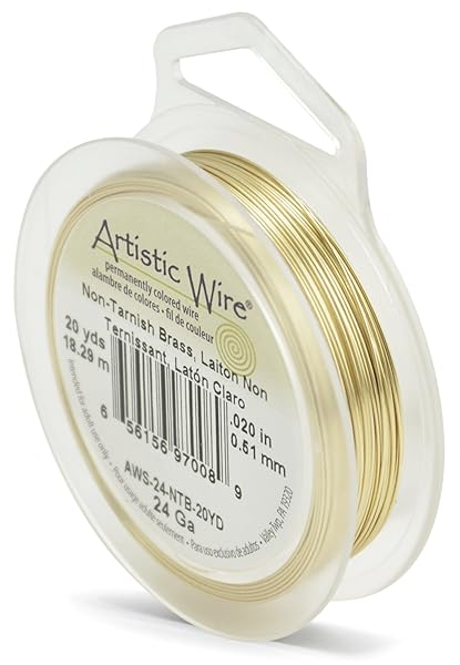 Artistic Wire Artistic Wire 24 Gauge Tarnish Resistant Brass Jewelry Wire - 20 Yards Gold Crafting Supply