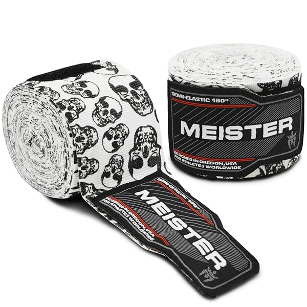 Meister "Meister 180" Semi-Elastic Hand Wraps for MMA & Boxing - Death Skulls Design | Durable & Comfortable Pair"