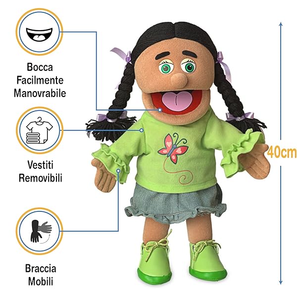 Silly Puppets 14 Inch Jasmine Hispanic Girl Hand Puppet for Kids Interactive Play and Learning - View 4 of 6